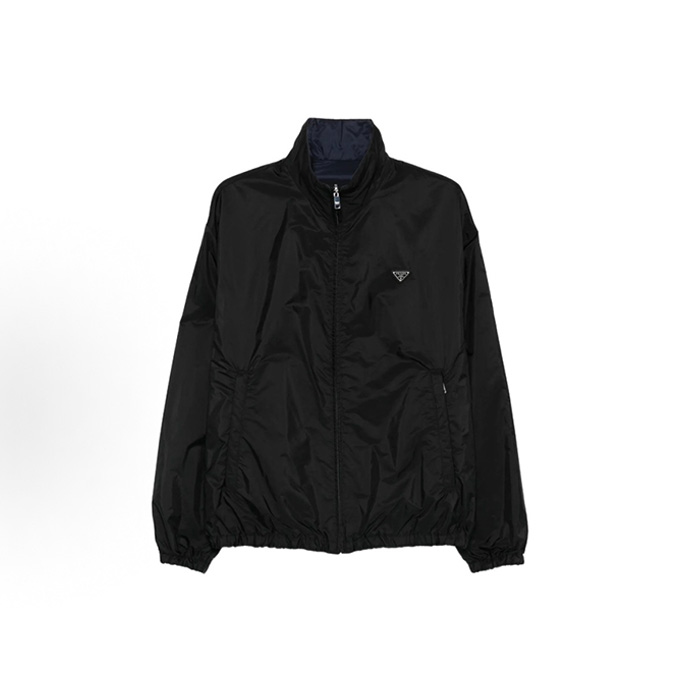 prada reversible nylon stand collar zip jacket